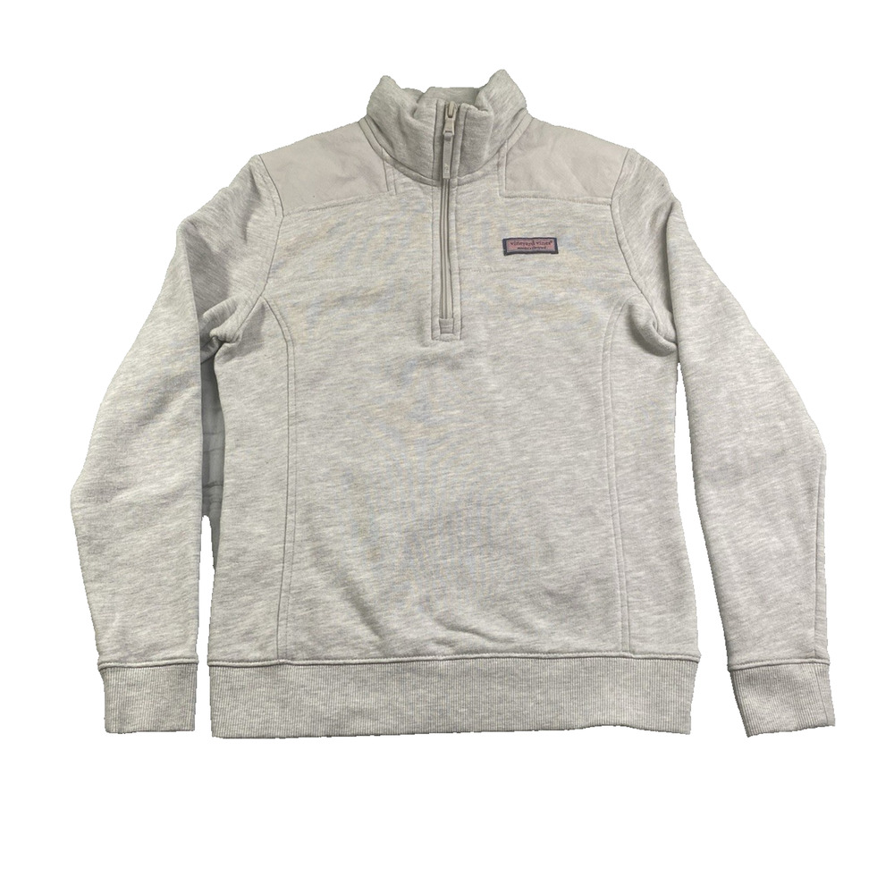 Vineyard Vines Girls Youth 1/4 Zip Preppy Casual Gray Pullover Top Size XS